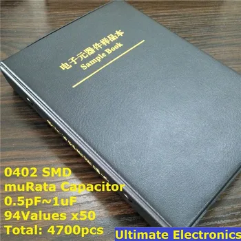 0402 Japonija muRata SMD Kondensatorius Mėginio knygų Rinkinys Asorti 94valuesx50pcs=4700pcs (0.5 pF) 1uF) 11