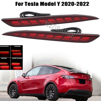 2xRear Uodega Rūko žibintas Stabdžių Žibintas už Tesla Model Y. 2019 M. 2020 M. 2021 m. 2022 Dinaminis Stop Posūkio Signalo Lemputė Atšvaitas LED Žibintas Bamperis 1