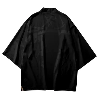 Japonijos Tradicinių Haori Moterų, Vyrų Paplūdimio Yukata Drabužių Streetwear Spausdinti Juodas Megztinis Kimono Plius Dydis 6XL 5XL 4XL 8