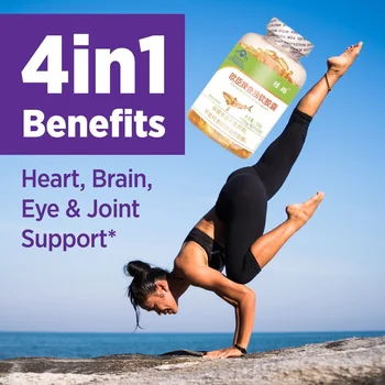 Omega-3 žuvų taukų kapsulės, kurios palaiko galvos smegenų, sąnarių, širdies ir odos, yra AAA DHR ir vitaminas E, ne-GMO, flex 23