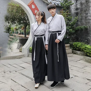Kinų Stiliaus Didelis Rankovėmis Dvigubo Breasted Vyrų ir Moterų Pora Rinkinys su Kinijos Han Elementai Tradicinio Hanfu 9