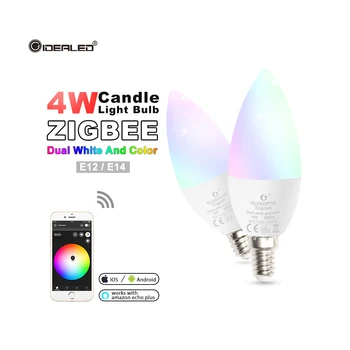Zigbee hub led 4W žvakių šviesos lemputės rgb/rgbw/rgbww/cw smart APP kontrolės AC100-240V E12/E14 wotk su 