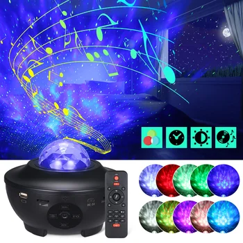 Spalvinga Žvaigždėtas Dangus Galaxy Projektorius BT USB Valdymo Balsu Muzikos Grotuvas LED Nakties Šviesos USB Įkrovimo Projekcija Lemputė Dovanų