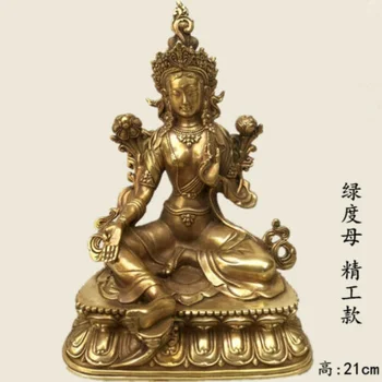 Senovinis Tibeto Budizmas Žalvario Žalioji Tara Buda Guan Yin Deivės Statula Avalokiteshvara