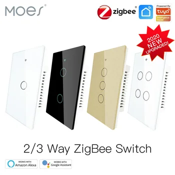 ZigBee Sienos Touch Smart Šviesos Jungiklis Su Neutral/Ne Neutralus ,Nr. Kondensatorius Smart Gyvenimas/Tuya Dirba su Alexa,Google Stebulės Reikia