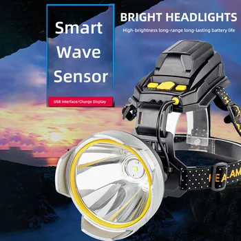Stiprus Šviesos Long-range LED Žibintų Naktį Žvejybos USB Įkrovimo Indukcijos Žibintai Lauko Galvos montuojamas Stovyklavimo Žibintas Fakelas 1
