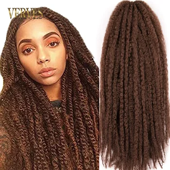 VERVES Afro Keistą Sintetinių Pynimo Plaukų 24 Colių Nėrimo Marley Nerijos Už Twist Plaukų priauginimas 18 Vijų/Pak Natūralus Juodas 3