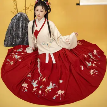 Siuvinėjimo Gėlių Moterų Hanfu Kostiumas Prabangus Elegantiškas Princeness Pasakos Kostiumų Visas Ilgis Kostiumas Etapo Rezultatus Drabužiai 11