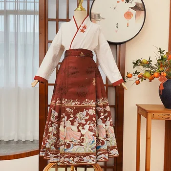 Vaikai Kasdien Arklys-veido Sijonas Hanfu Suknelė Nustatyti, Mergaičių Suknelės Kinų Stiliaus Atlikti Kimono Tradicinės Kinų Apranga Cosplay 9