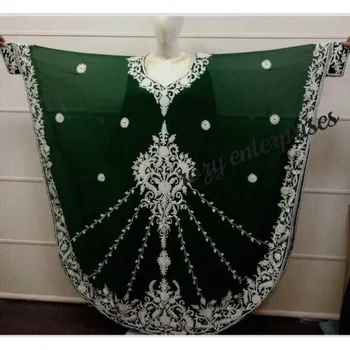 Žalia Kurtas Georgette Tradicinių Liaudies Kostiumas Dubajus Kaftan Maroko Caftan Arabų Šalis Nešioti Suknelės 10
