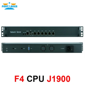 Partaker 6 ethernet LAN prievadų tinklo saugumui, ugniasienės linux ventiliatoriaus Intel Celeron J1900 1U rackmount serverio