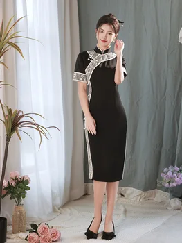 Vasaros 2023 Vidutinio ilgio Kasdien Cheongsam Patobulintos Šiuolaikinių Vietnamo Tradicinių Suknelė Plonas Elegantiškas Mados Qipao Moterims 12