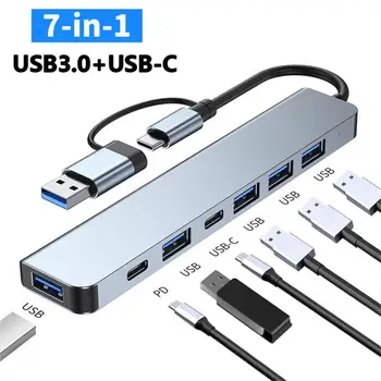 USB C Hub C Tipo Su HDM-Suderinama RJ45 5 6 8 11 Uostus, Dokas Su PD TF SD AUX Usb Hub 3 0 Splitter Už 