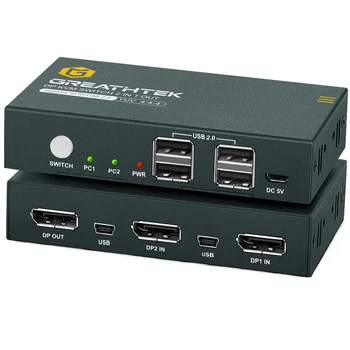 DisplayPort KVM Switch 2 Uostą 4K@60Hz DP KVM Switch 2 Kompiuteriams Bendrinimo 1 Stebėti HDCP 2.2 Įtraukti Kabeliai, USB2.0 3.0 23