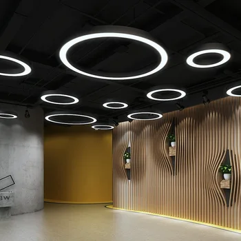 Apvalus Žiedas Šviestuvo LED Biuro Konferencijų Salė, Pramonės Ratą Projekto Lubų Liustra priedai veltiniams, vilna Lempa Kabo Apšvietimas
