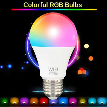 E27 RGB WIFI Smart Lemputė Namų Balso Kontrolės Wake-up Lights Pritemdomi Laikmačio Funkcija, Šviesos, Super Šviesus su Alexa / Google / Home