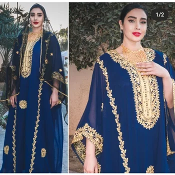 Tamsiai Mėlyna Dubajus Marokas Kaftans Farasha Abaja Suknelė Labai Išgalvotas Ilga Suknelė Sexy Suknelė Moterims 14