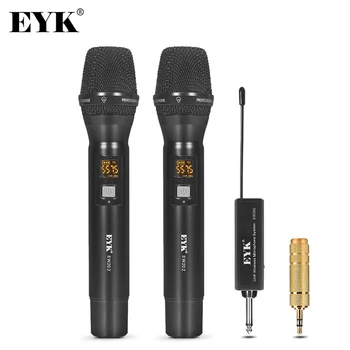 EYK EW202 UHF 2 Kanalų Belaidis Mikrofonas Sistema su Metalo Įrašymo Karaoke Nešiojamą Mic Įkrovimo Imtuvas 50m Gauti
