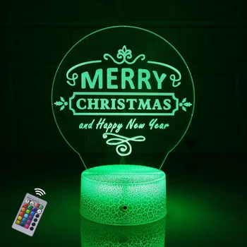 Linksmų Kalėdų Naktį Žibintai LED 3D Kalėdų Senelis Lentelė USB Lempa Miegamojo Puošmena 7 Spalvų Keitimas pagrindiniai kištukiniai naktinių lempų lizdai Vaikams Dovanos 6