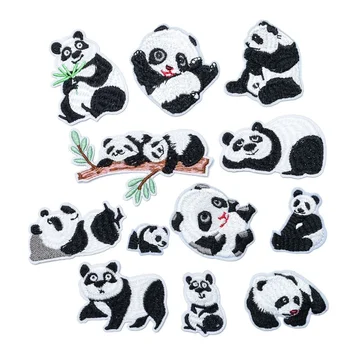 100vnt/daug Prabangių drabužių Siuvinėjimo Pleistras Gyvūnų Panda Bambuko Marškinėliai Maišą Drabužių Apdailos Aksesuaras Amatų 