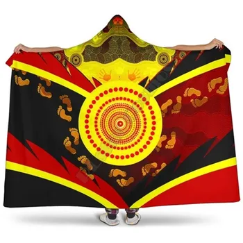 Aborigenų Gobtuvu Antklodė - Vietinių Vėliavos Su Pėdsaką Hand Art 3D Atspausdintas Antklodė Nešiojami Antklodė Suaugusiems Vaikams Antklodė 12
