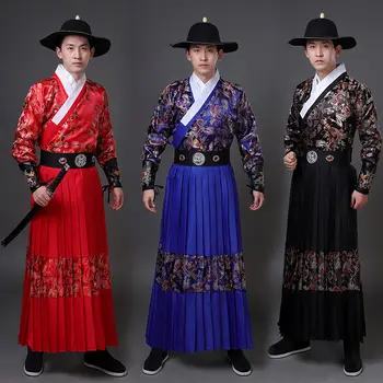 Helovyno Cosplay Tradicinės Kinų Senovės Dragon Modelio Raudonos Hanfu Mens Skraiste Skrybėlę Kam Guardian 