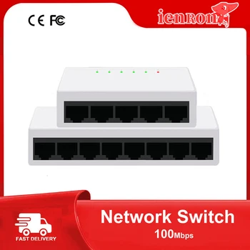 IENRON Mini Tinklo Jungiklis 5 8 Port 100 Mbps Fast Ethernet Jungiklis su Vlan 5V Maitinimo IP Kamera/Wifi Router