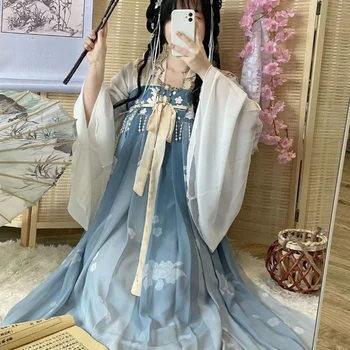 Tradicinis Kinų Princesė Hanfu Suknelė Moterų Nėriniai Siuvinėjimo Cosplay Pasakų Senovės Drabužius Lady Senovinių Šokių Suknelės, Šaliai 12