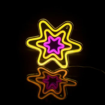 Wanxing Šešiakampės Žvaigždės Formos LED Neon Light Sienos Neoninis Ženklas, Kalėdos Dovanų Šalis Vestuvių Parduotuvė Vaikams Kawaii Kambario Dekoro USB Power