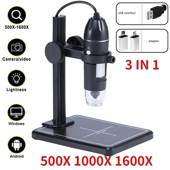 1600X 8 LED Skaitmeninis Mikroskopas Litavimo Tipas-C USB Elektroninis Mikroskopas, Mobiliųjų Telefonų Remontas, LED didinamasis stiklas Fotoaparatas 15