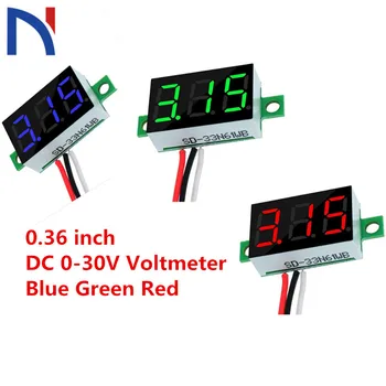 0.36 colių DC 0-30 V 3 Laidai Raudonas LED Panel voltmetras 3-Skaitmeninis Ekranas Voltmeter Raudona Mėlyna Žalia 3 Spalvų 30 v DC 23