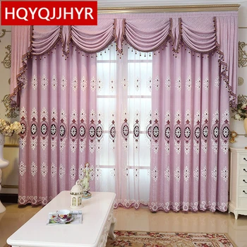 Europoje prabangių violetinė siuvinėtos Užuolaidos Kambarį High-end villa užuolaidų Audinys Miegamasis, Virtuvė/Hotel Užuolaidos 15