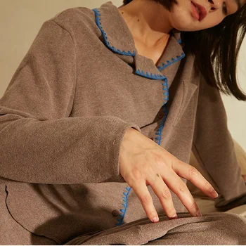 Naujas šiltas vokietijos aksomo ilgomis rankovėmis kelnės pižama moterų žiemos paprasta laisvalaikis gali būti dėvimi ne namuose kostiumas rinkinys