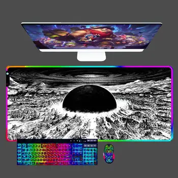 AKIRA LED Apšvietimu HD Pelės Mygtukai XXL Žaidimas, Priedai Didelių RGB Gumos Kilimėlis Anti-Slip Klaviatūros Office Minkštas Stalas Kilimėlis Kilimas 1
