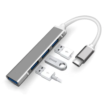 USB Skirstytuvo 4 Port USB 3.0 Hub Expander USB Adapteris Stotis USB Hub 4 Uostų Ultra Plonas Duomenų Tipas C Centru Nešiojamas Kompiuteris 4