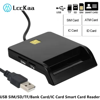 USB 2.0 Smart Card Reader Banko kortelę BANKOMATE IC Kortelės Mokesčių Deklaraciją Smart Visi 1 SIM SD TF Card Reader Windows 7 8 10 Linux OS 4