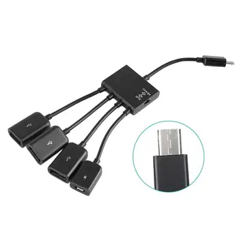 ABS Išmaniųjų Telefonų Micro USB 4 Port Hub Pakeitimo Kietojo Disko Adapteris 1