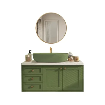 Šiaurės vonios kambario dizainas: Avokado Žalia vonios kambarys counter baseino, guma, mediena, vonios kambarys, high-end praustuvas
