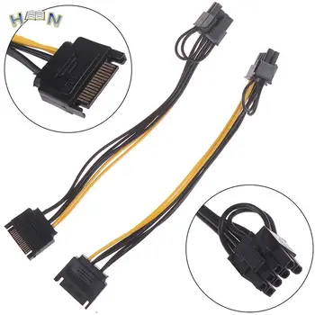 1pc 20cm SATA Kabelis, 15-pin 8 pin kabelis Viela Grafikos Kortelės 15pin SATA Vyras į 8pin(6+2) PCI-E Maitinimo Laidą 8