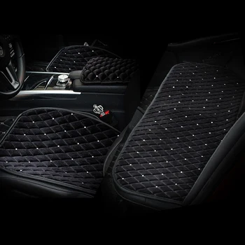 3pcs Pilnas Komplektas Bling Diamond Pliušinis Automobilių Sėdynės Padengti Universalus Žiemos Kristalų Auto Priekio Atgal Sėdynės Pagalvėlės Automobilio Interjero Priedai