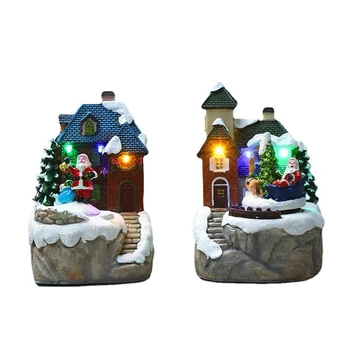1 vnt LED Šviesos Kalėdų Sniego Namus Statulėlės, Kalėdų Dekoracijos, Amatų Namuose Kalėdos Dekoro A 1