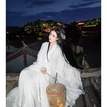 2023 Moterų Hanfu Suknelė Kinijos Tradicinės Hanfu Šokių Suknelė Moterų Cosplay Kostiumų Vasarą Balta Suknelė Hanfu Moterų Plius Dydis 2XL 13