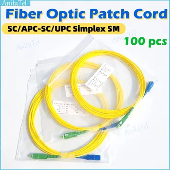 100VNT/Daug SC APC į PK UPC SC Patch Cord Simplex 3.0 mm LSZH Single Mode Fiber Patch Cable Jumper Nemokamas Pristatymas