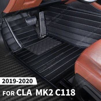 Custom Anglies Pluošto stiliaus Grindų Kilimėliai Mercedes-Benz CLA Klasė MK2 C118 2019 2020 Koja kiliminė danga Padengti Auto Interjero Priedai 15