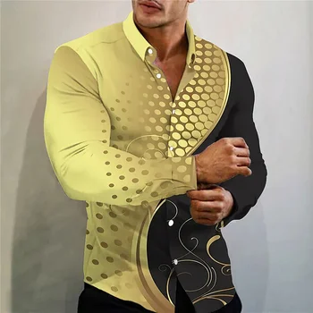 Marškinėliai vyriški viršūnes dizaineris dizaino aukso polka dot geometrinė figūra aukštos kokybės audinio, patogus ir minkštas 2023 pavasario, vasaros, nauja