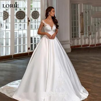 LORIE Nėrinių Vestuvių Suknelės linijos Appliques Vestuvinės Suknelės Elegantiškas Klostes Brangioji Vestuves Chalatai 2023 17