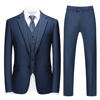 (Švarkas + kelnės + liemenė) 2021 high-end pasirinktinių verslo prom Vyrų kostiumas kostiumas vyrų atsitiktinis vestuvių Smokingas, suknelė vyriški 3 dalių kostiumą 4