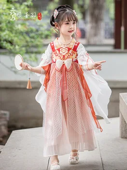 Kinų Mergina Vaikų Raudona Siuvinėjimo Hanfu Cosplay Kostiumai, Princesė Tango Tiktų Vaikams Tradicinių Liaudies Šokių Suknelė 17