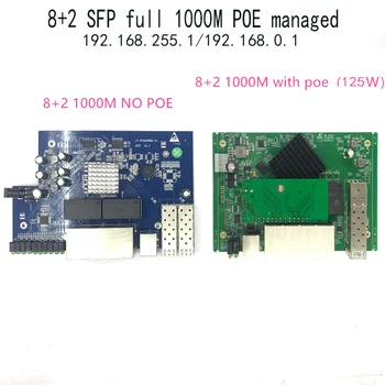 IP Valdymas 8-port 10/100/1000Mbps Ethernet PoE Switch Module Valdomas komutatorius Modulis su 2 Gigabit SFP gigabit ethernet Lizdus jungiklis