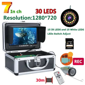 DVR Žuvų Ieškiklis Povandeninės Žūklės Kamera HD 1280*720 Screen15pcs Balti Led+15vnt IR LEDS1080P Kamera Žvejybos 16GB Recod 1